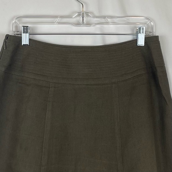 Talbots 100% Irish Linen Olive Green Midi Skirt NWOT - Picture 7 of 11